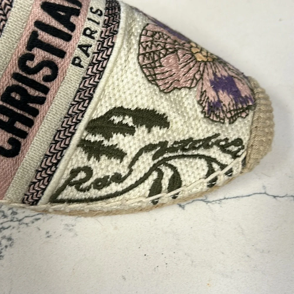 Dior Floral Embroidered Espadrilles in Cream, Pink, Red, Blue